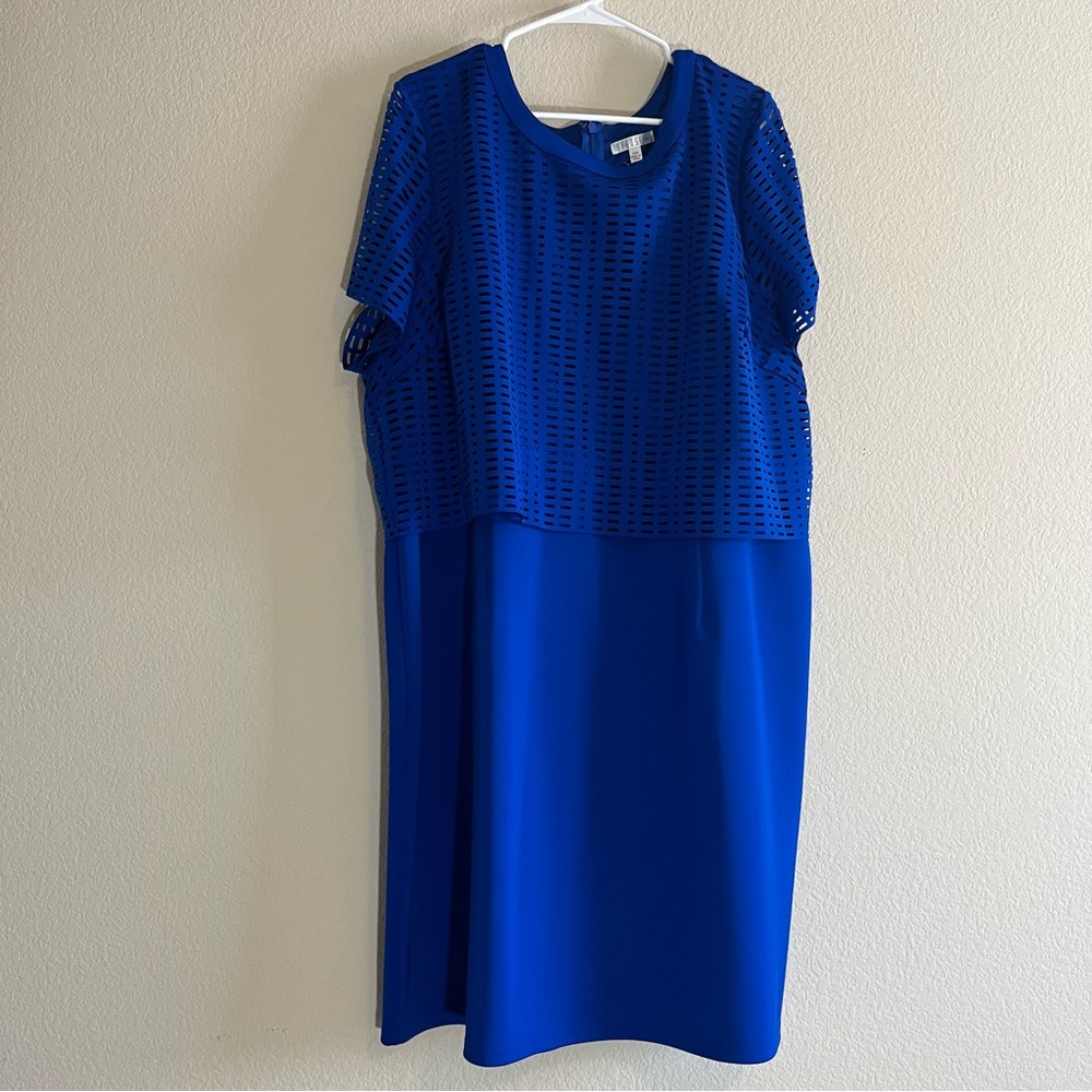 NWT Spense Woman Blue Dress Size 24W Zipper on Back, Short Sleeves